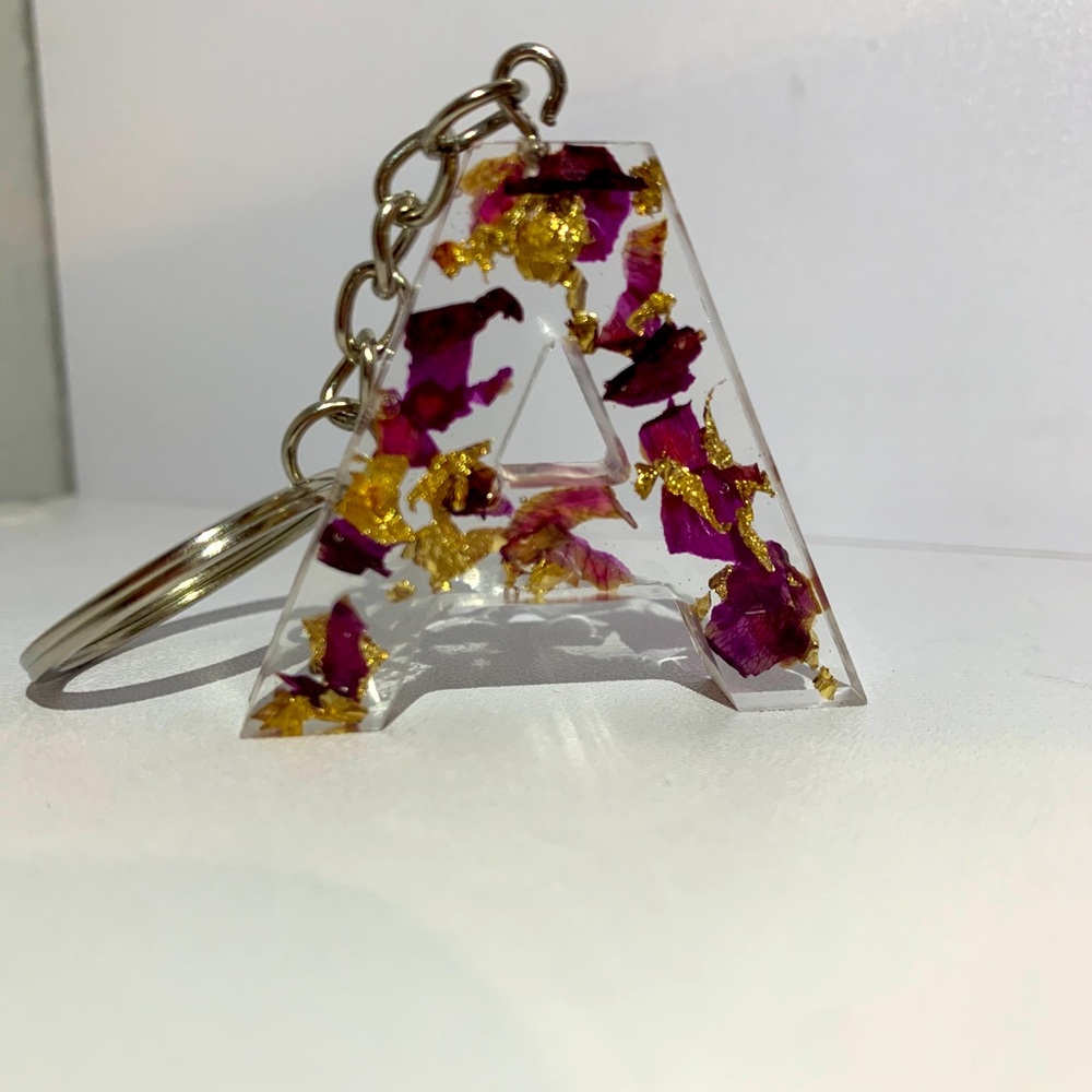 Letter A Resin Keychain